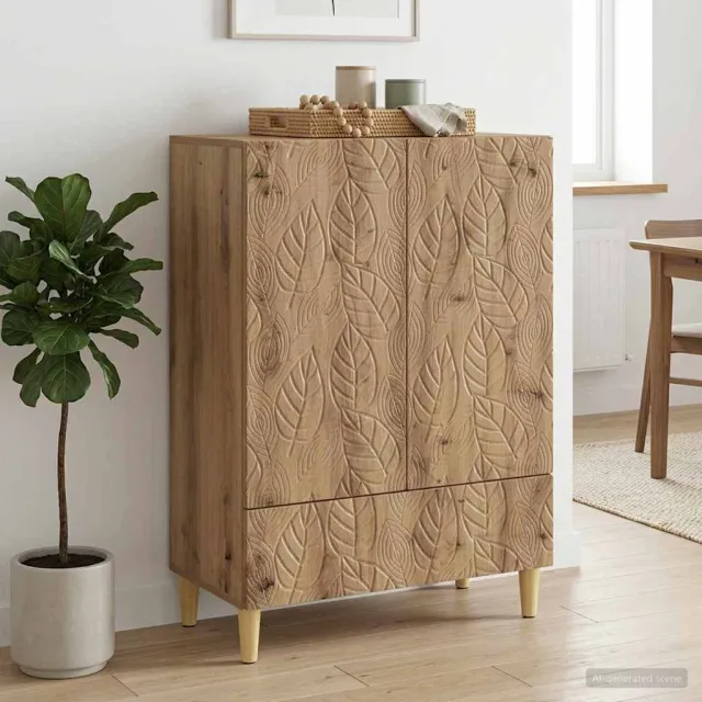 vidaXL Dressoir Artisanaal eiken 66 x 34,5 x 95 cm Bewerkt hout Bruin