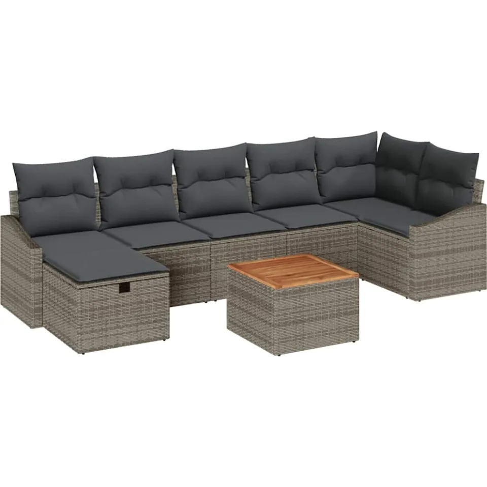 vidaXL Tuinbankenset 8 st Grijs Poly riet