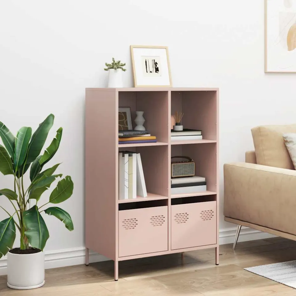 vidaXL Hoge kast 68x39x103,5 cm staal roze, foto 2