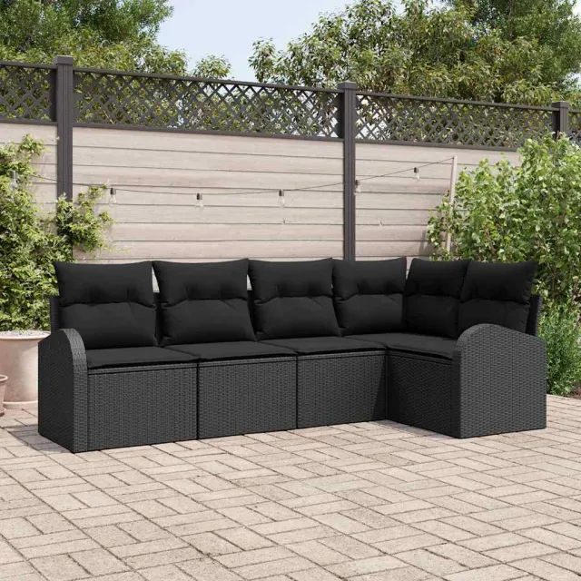 vidaXL Bankstel met kussen Zwart Polyester, foto 2