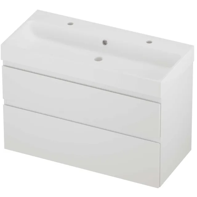 Proline Podium Badmeubelset Polystone Loft 2 Kraangaten 100x46x70 cm Mat White Mat Wit