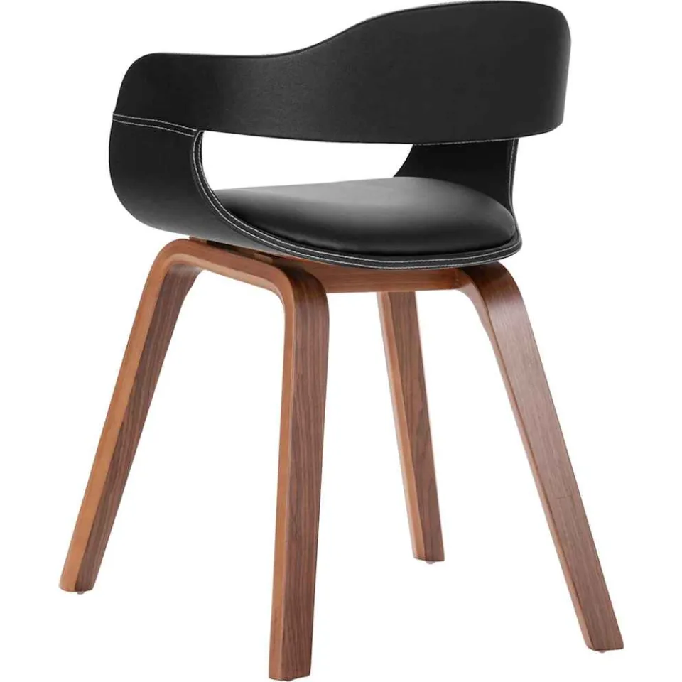 vidaXL Eetkamerstoel gebogen hout en kunstleer zwart, foto 3