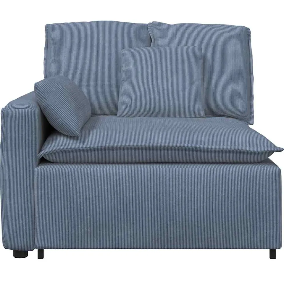 vidaXL Modulaire bank Armleuning eindmodule met kussens 100 cm blauw