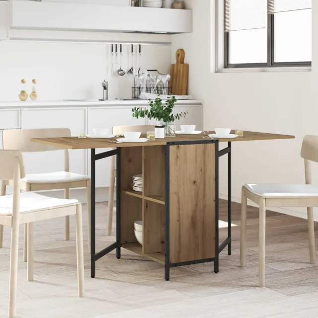vidaXL Eettafel 144 x 60 x 75 cm Bewerkt hout Artisanaal eiken Bruin
