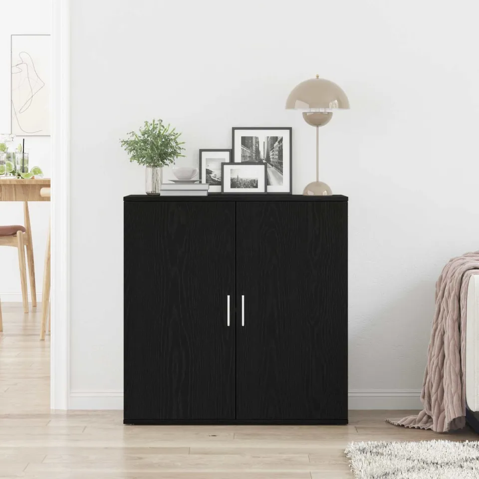 vidaXL Dressoir Zwart Eiken 79 x 38 x 80 cm Bewerkt hout, foto 3
