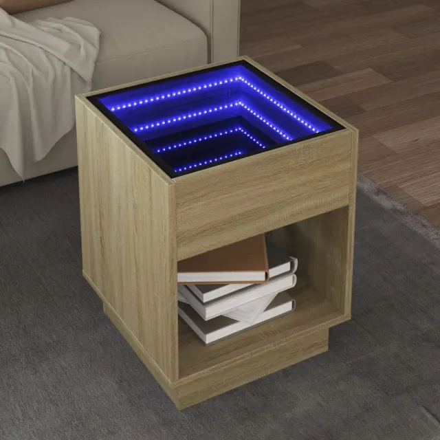 vidaXL Salontafel met Infinity LED 40x40x50 cm sonoma eikenkleurig, foto 2