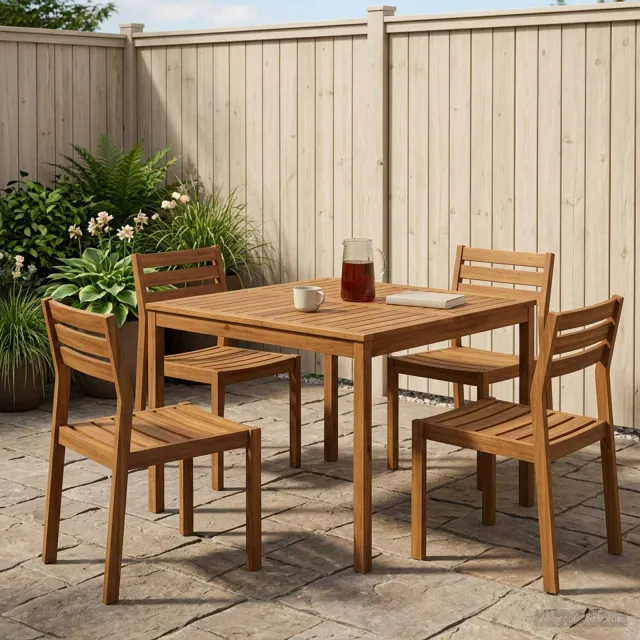 vidaXL Tuindiner tafel LAREN Naturel 110 x 108,5 x 75 cm, foto 2