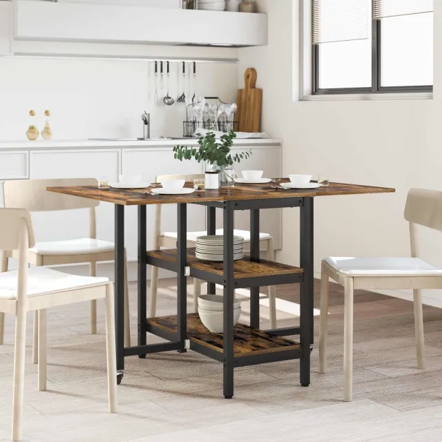 vidaXL Eettafel 122 x 80 x 76,5 cm Bewerkt hout Gerookt eiken Bruin