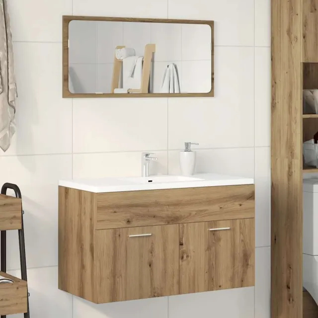 vidaXL Wastafelkast 90x38,5x46 cm bewerkt hout artisanaal eikenkleur Bruin
