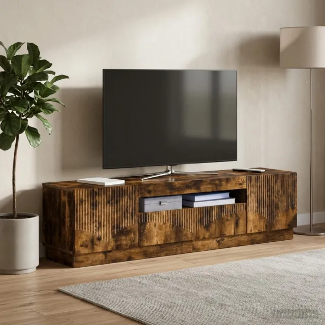 vidaXL LED tv-meubel Gerookt eiken Bewerkt hout, foto 2