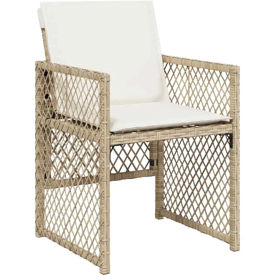 vidaXL 9-delige Tuinset met kussens poly rattan beige, foto 4