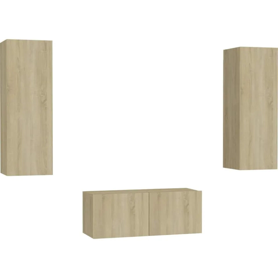 vidaXL 3-delige Tv-meubelset bewerkt hout sonoma eikenkleurig, foto 3
