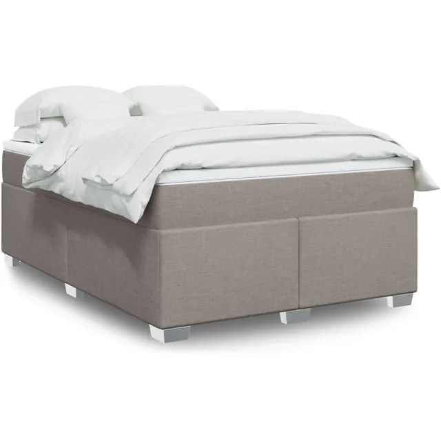 vidaXL Boxspring met matras stof taupe 160x200 cm