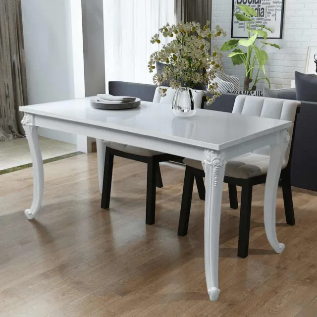 vidaXL Eettafel 116x66x76 cm hoogglans wit