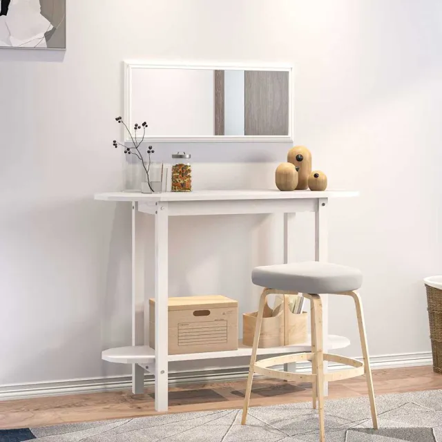 vidaXL Wandtafel 110x40x80 cm massief grenenhout wit, foto 2