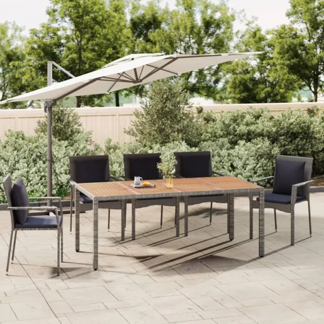 vidaXL Tuintafel met houten blad poly ratten en acaciahout grijs, foto 2