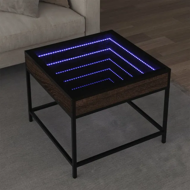 vidaXL Salontafel met Infinity LED 50x50x41 cm bruin eikenkleurig, foto 2