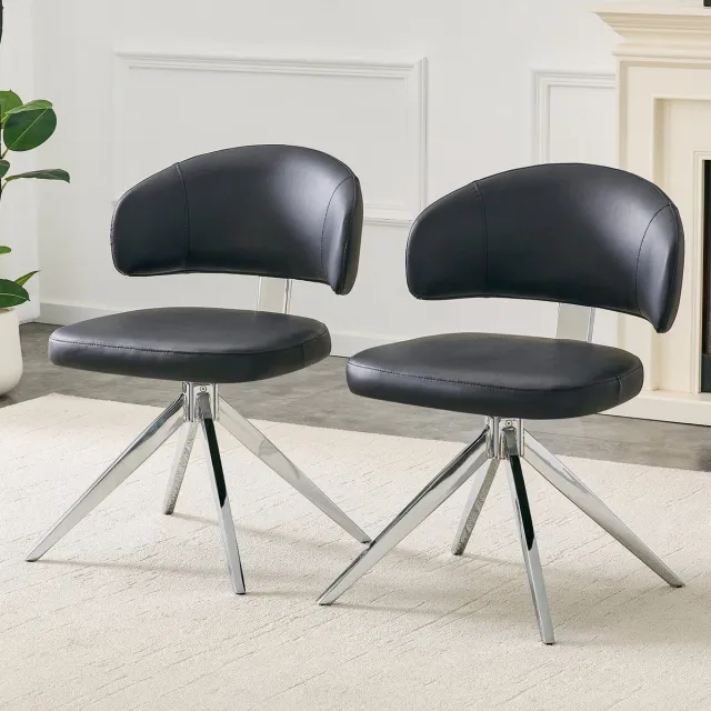 MIVRAY Bureaustoel 54,5 x 69,5 x 77 cm - 360 Graden Draaibaar En Comfortabel Gevoerd - Voor Kantoor En Woonkamer - Kunstleer Metaal - Zwart
