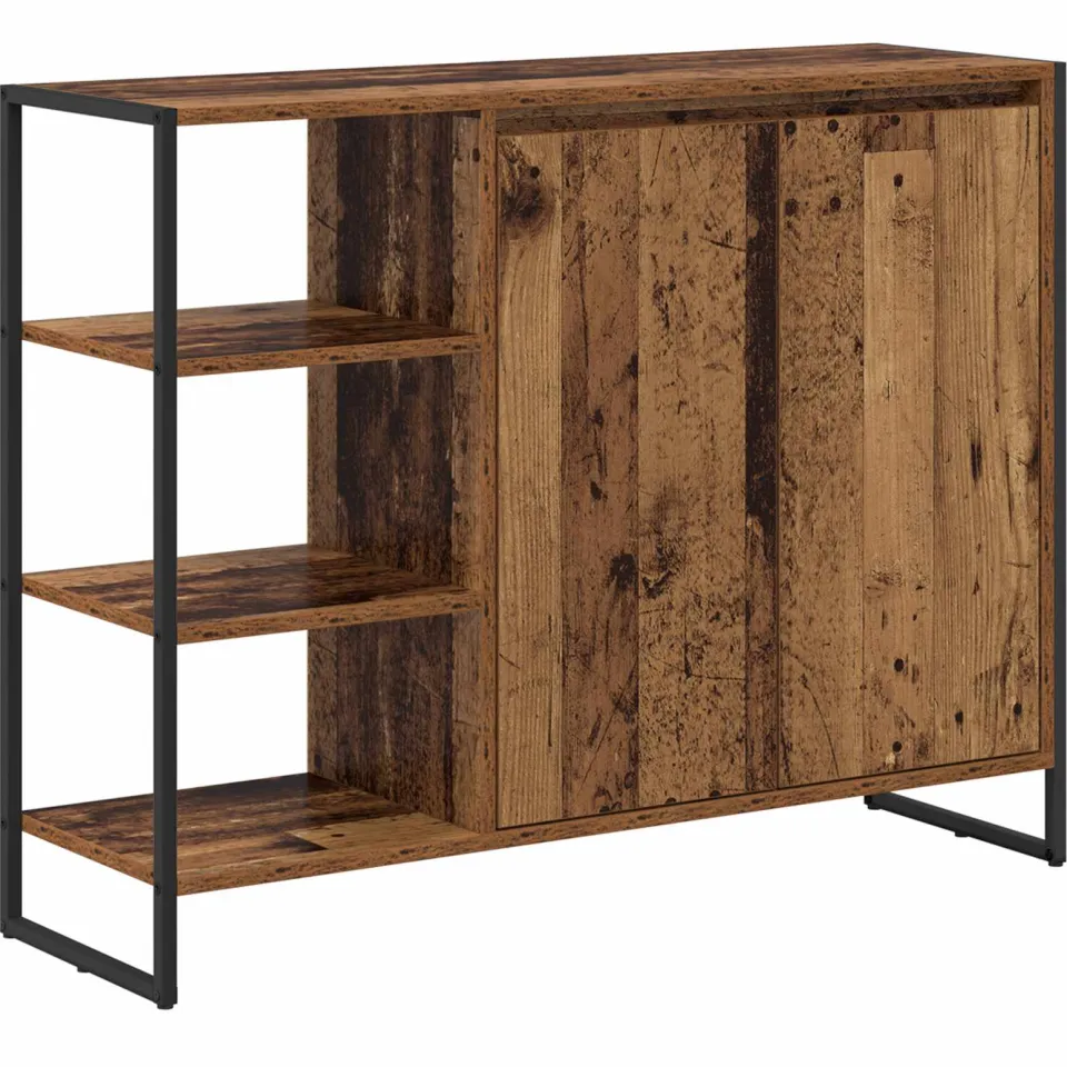 vidaXL Bijzetkast Oud Hout 96.5 x 30 x 75 cm Bewerkt hout bruin, foto 3