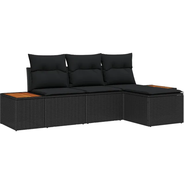 vidaXL Tuin Sofa Set 4 st Zwart poly rattan