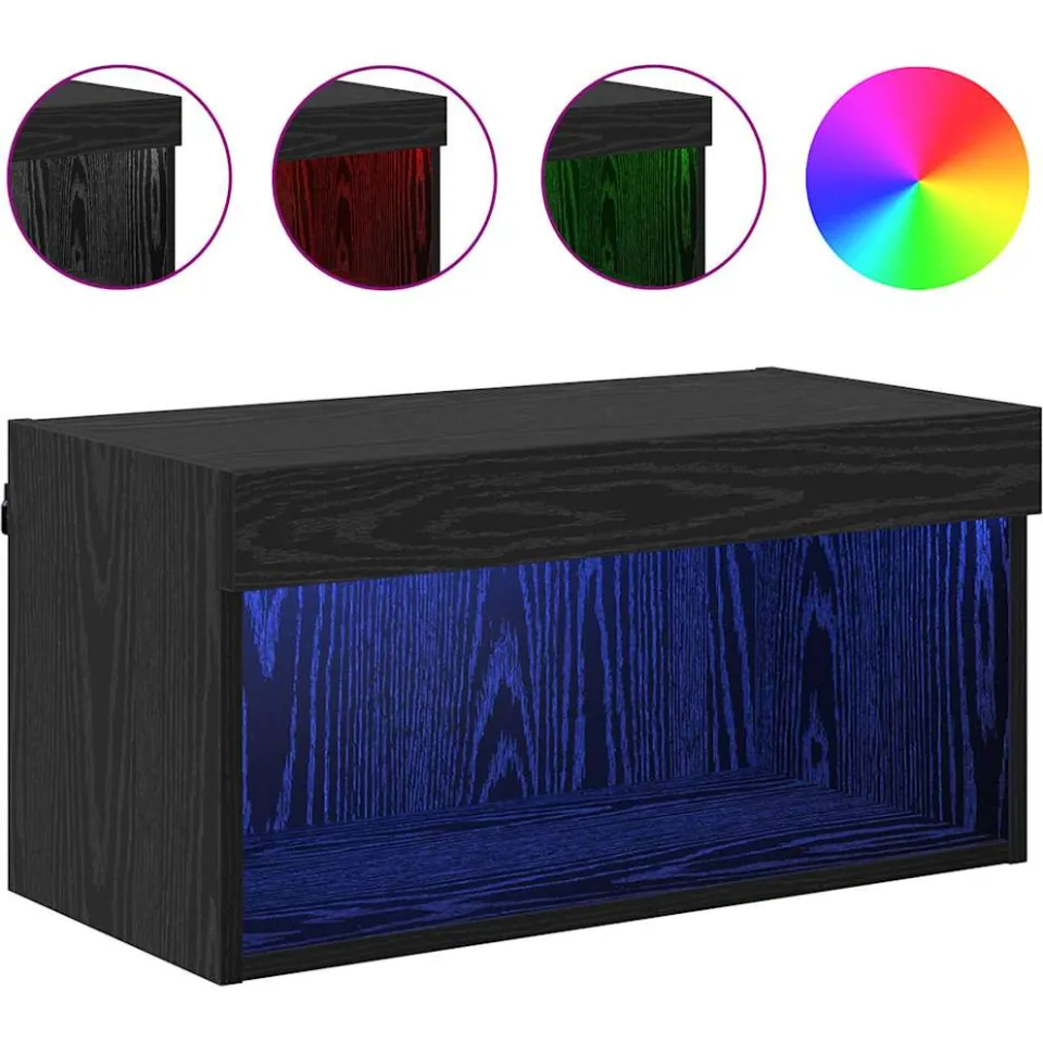 vidaXL Tv-meubelset 60 x 30 x 30 cm Zwart Eiken Bewerkt hout, foto 4