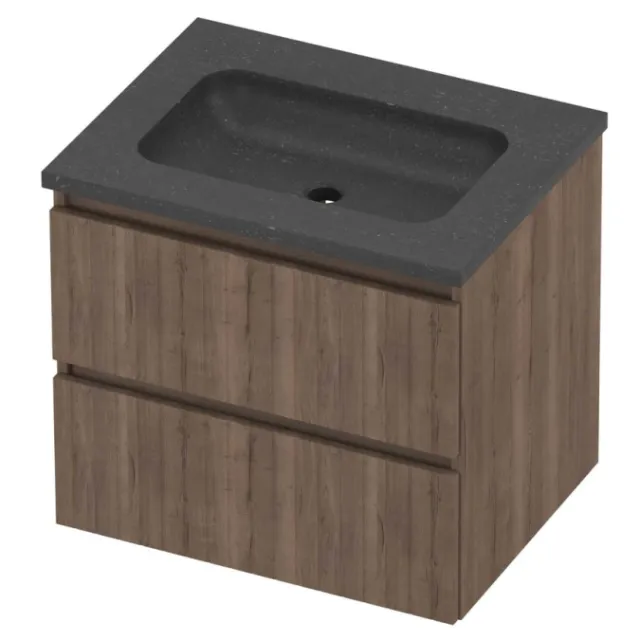 Proline Rollo Badmeubelset Hardsteen Elegant Zonder Kraangat 60x46x54 cm Blue Stone Terra Oak Eiken