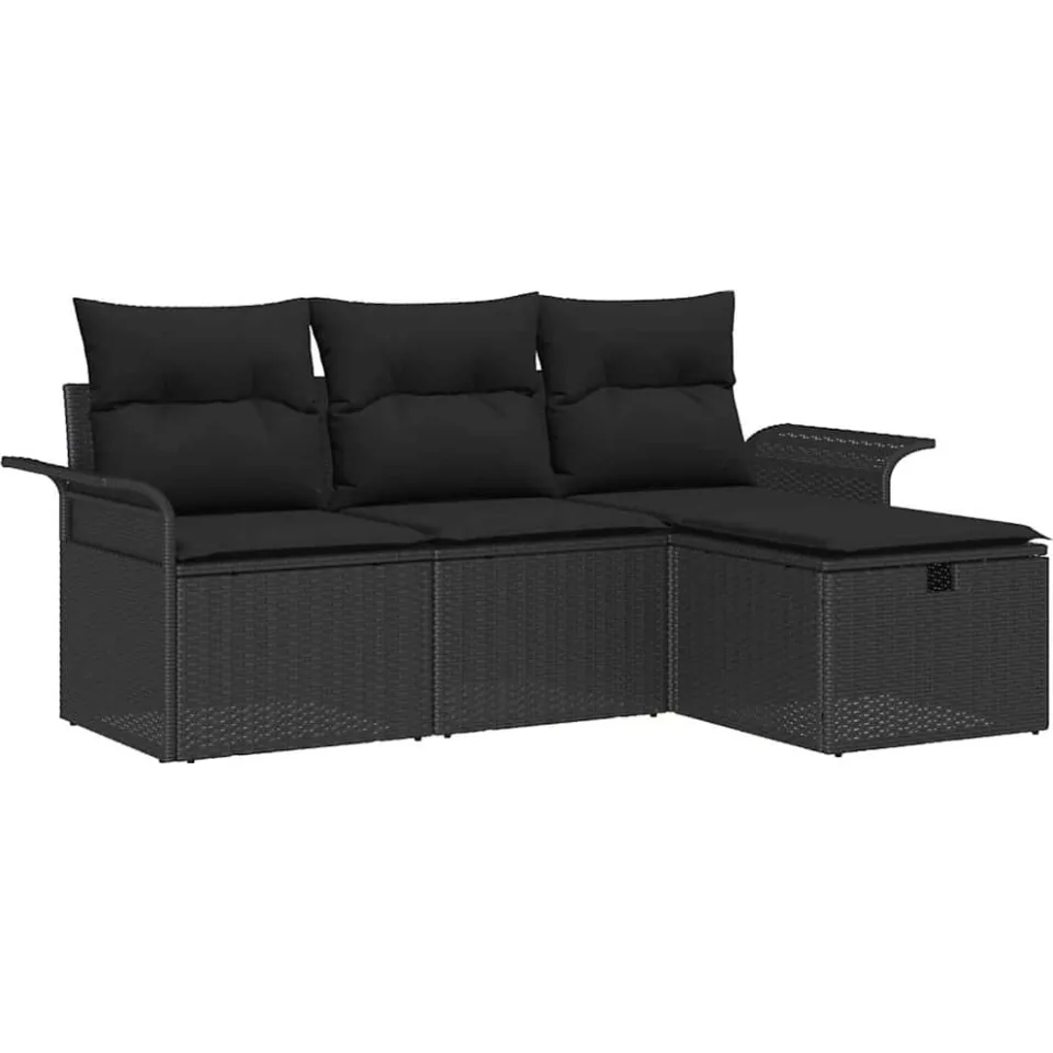 vidaXL Tuin Sofa Set 4 st Poly riet Lichtgrijs