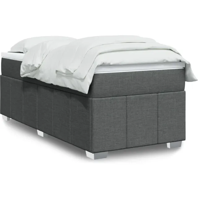 vidaXL Boxspring met matras stof donkergrijs 80x200 cm grijs