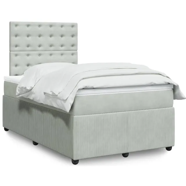 vidaXL Boxspring met matras fluweel lichtgrijs 120x200 cm grijs