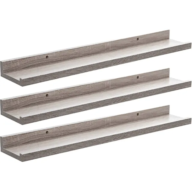 5Five® Five foto wandplank Fixy - 3x - beige - eiken hout look - 58 x 10 x 4 cm