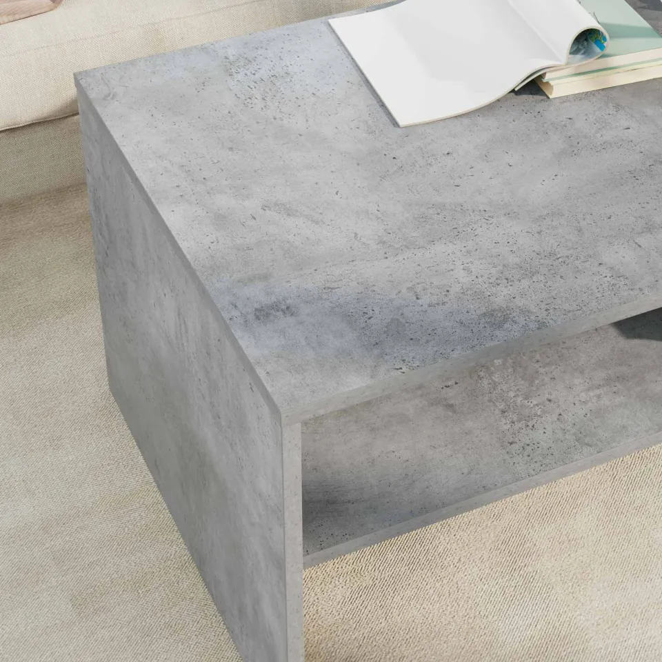 vidaXL Salontafel Beton Grijs 100 x 50 x 40 cm Bewerkt hout, foto 4