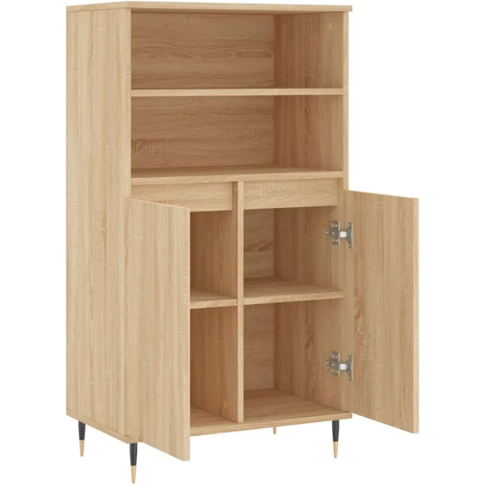 vidaXL Hoge kast 60x36x110 cm bewerkt hout sonoma eikenkleurig, foto 4