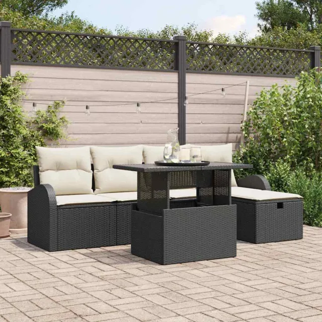 vidaXL Tuin Sofa Set 6 st Zwart poly rattan, foto 2