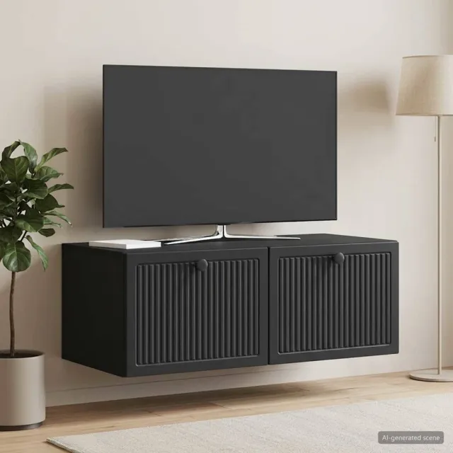 vidaXL Wandbeugel TV-kast Zwart 78,5 x 41 x 30 cm Bewerkt hout, foto 2