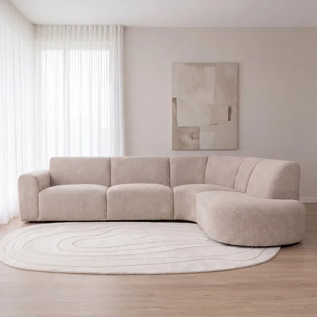 LABEL51 Evito Hoekbank - Naturel - Velvet - Hoekbank Rechts
