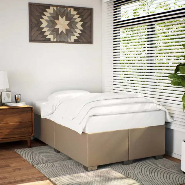 vidaXL Bedframe zonder matras 120x190 cm kunstleer cappuccinokleurig bruin