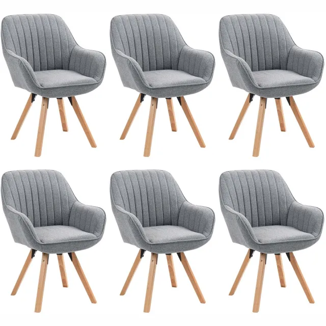 MEUBLE COSY Meubles Cosy Draaibare eetkamerstoelen - Set van 6 Stoffen zitting 360° draaifunctie - Grijs