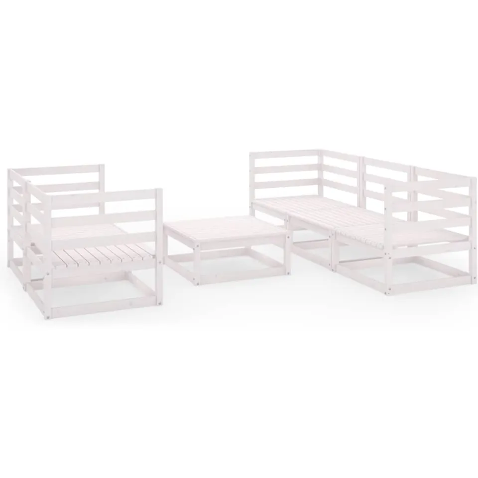vidaXL 6-delige Loungeset massief grenenhout wit