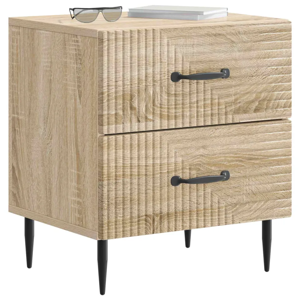 vidaXL Nachtkastje Sonoma Eiken 43 x 34,5 x 47,5 cm Bewerkt hout Bruin