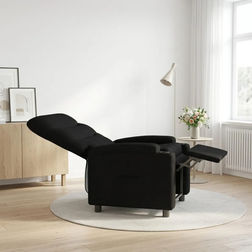 vidaXL Ligstoel Zwart 75 x 95 x 103 cm Stof, foto 3