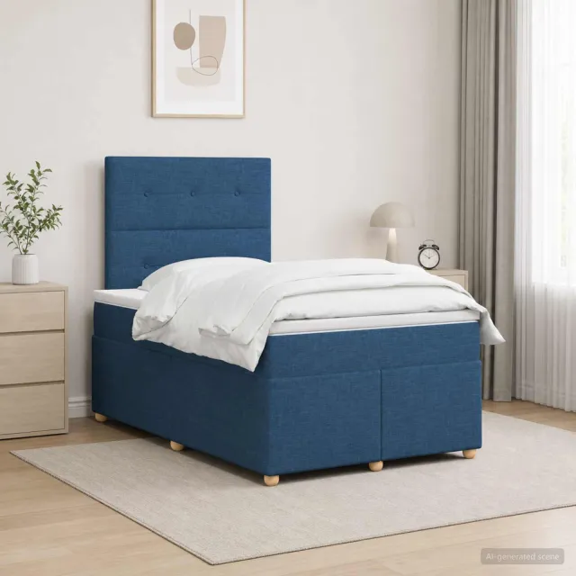 vidaXL Boxspringbed met matras met hoofdeinde Blauw 120 x 190 cm Stof