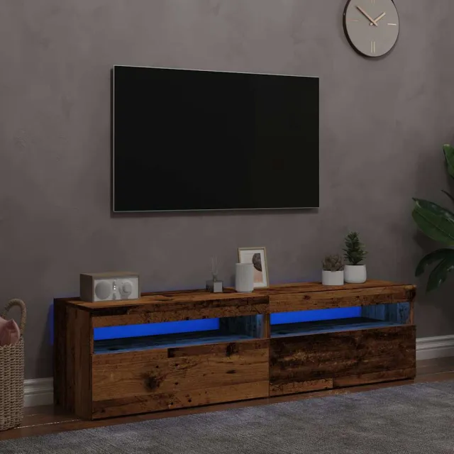 vidaXL Tv-meubels met LED-verlichting 2 st bewerkt hout oud hout bruin, foto 2