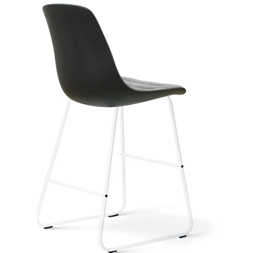 Nolon Nino-Liv barkruk zwart met zeegrijs zitkussen - wit onderstel - 65 cm, foto 3