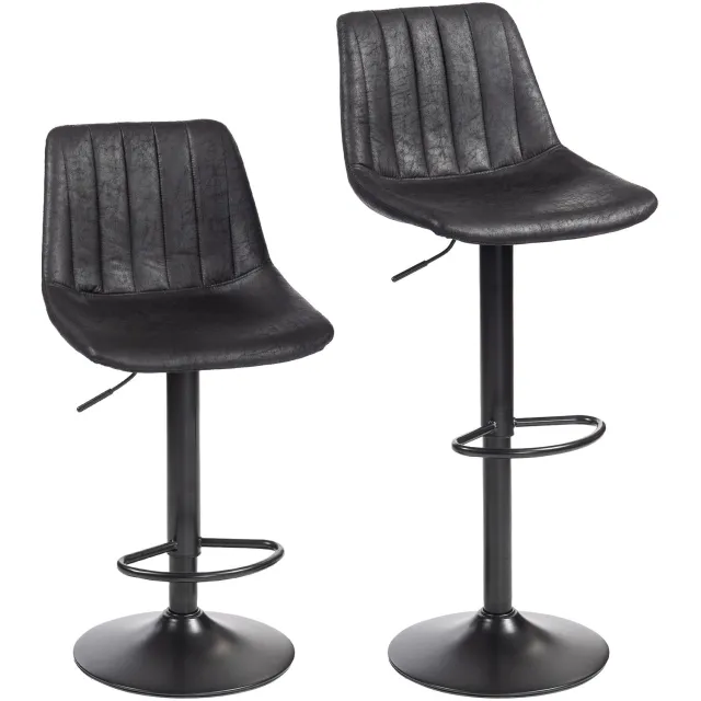 Homona Barkrukken - Set van 2 - Met rugleuning en voetensteun - In hoogte verstelbaar - 43 x 46,5 x 89-110 cm - Zwart