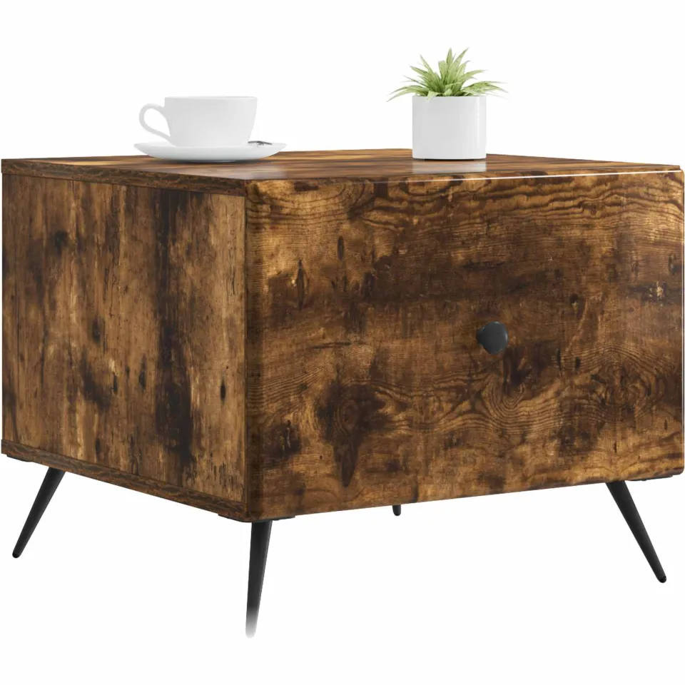 vidaXL Salontafel Gerookt eiken 49 x 50 x 40 cm Bewerkt hout