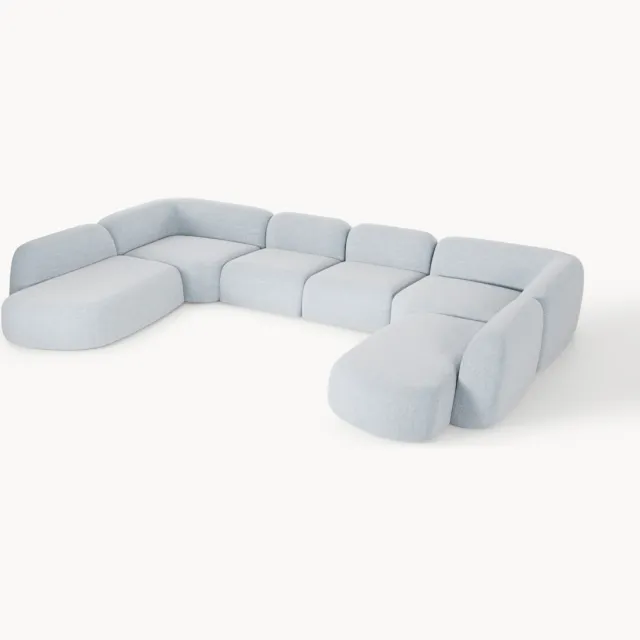Westwing Collection Modulaire bouclé XL bank Wolke Lichtblauw