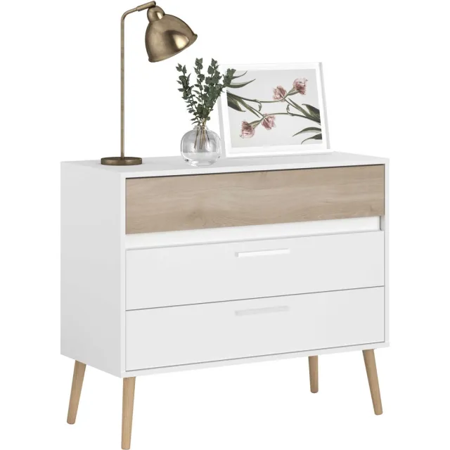 Parisot Ladekast Hardy 91cm Met 3 Lades - Wit/eik