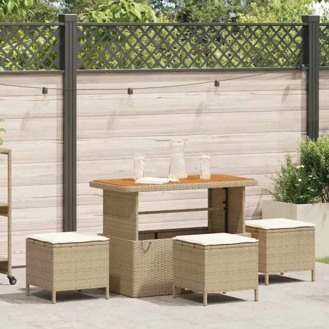 vidaXL Tuin eettafelset 4 st Beige poly rattan