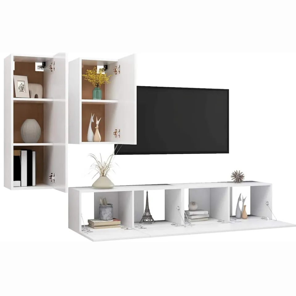 vidaXL 4-delige Tv-meubelset bewerkt hout wit, foto 3