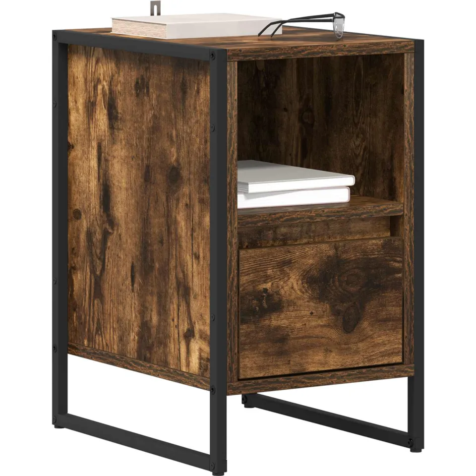 vidaXL Nachtkastje 2 st Gerookt eiken 39,5 x 30 x 50 cm Bewerkt hout Bruin